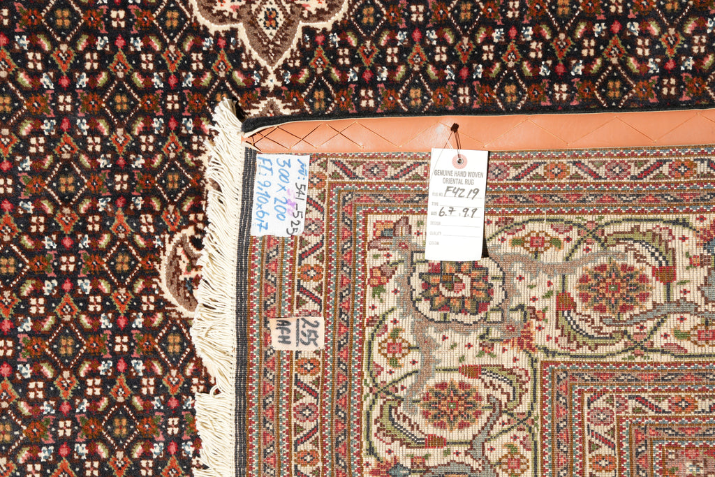 6.7 x 9.9 Genuine Persian Tabriz Mahi Rug Wool and Silk Handmade Iran #F-4219