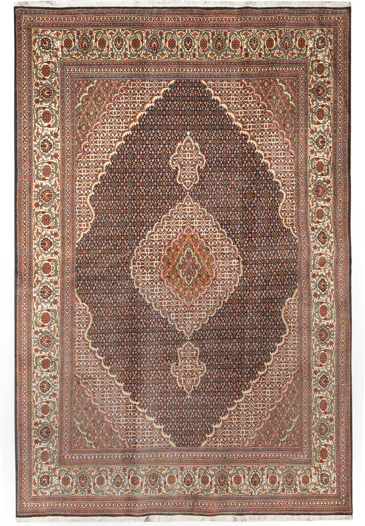 6.7 x 9.9 Genuine Persian Tabriz Mahi Rug Wool and Silk Handmade Iran