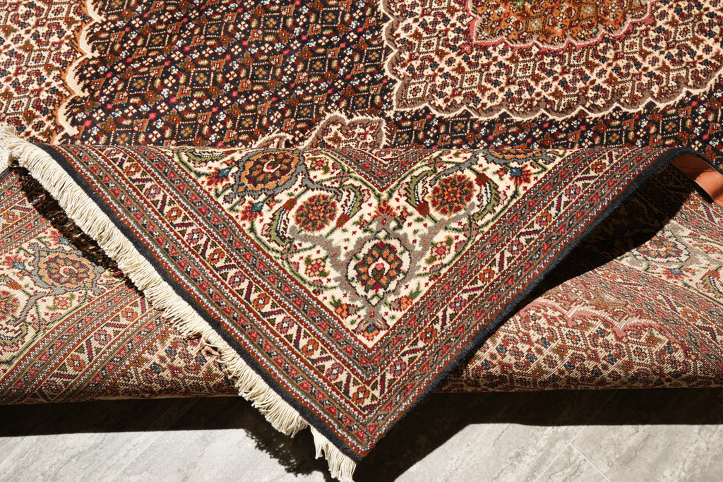 6.7 x 9.9 Genuine Persian Tabriz Mahi Rug Wool and Silk Handmade Iran #F-4219