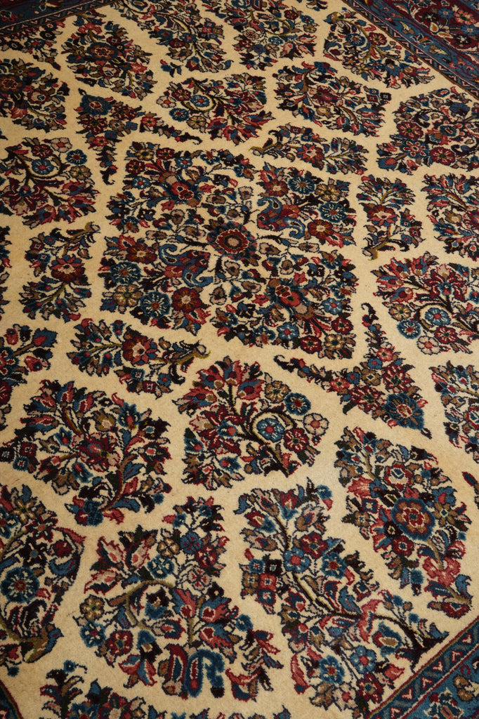 7 x 7.4 Ivory Fine Persian Sarouk Rug 72381