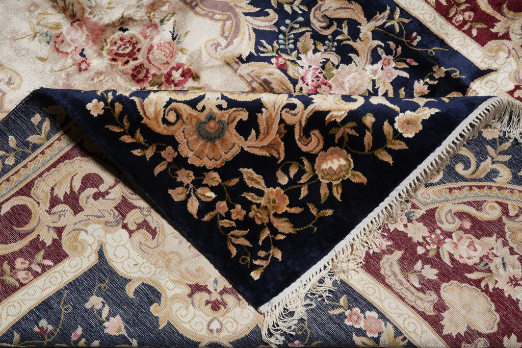 6 x 9 French Aubusson Hand-Knotted Silk Rug Black #F-5526