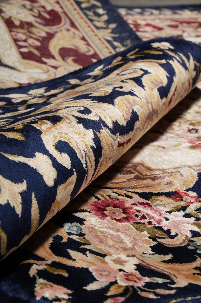 6 x 9 French Aubusson Hand-Knotted Silk Rug Black #F-5526