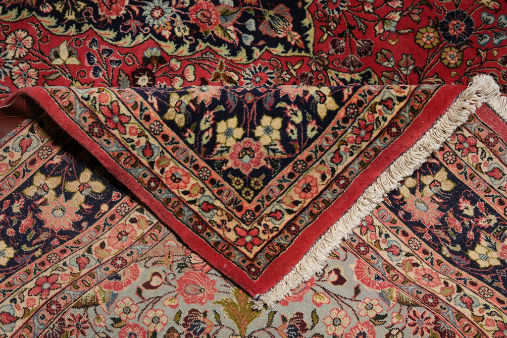 7 x 9.4 Soft Tomato Red Persian Qom Sarouk Rug 72756