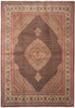 Load image into Gallery viewer, 6.7 x9.10 Black Authentic Persian Mahi Tabriz Handmade Wool and Silk Rug
