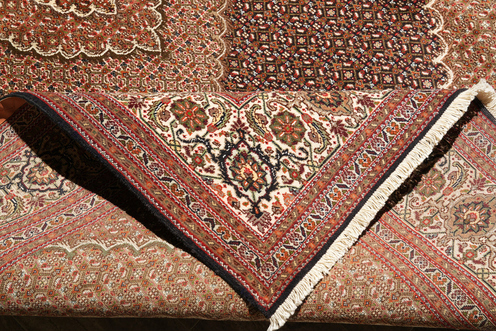 6.7 x 10 Black Authentic Persian Mahi Tabriz Handmade Wool and Silk Rug #F-4220