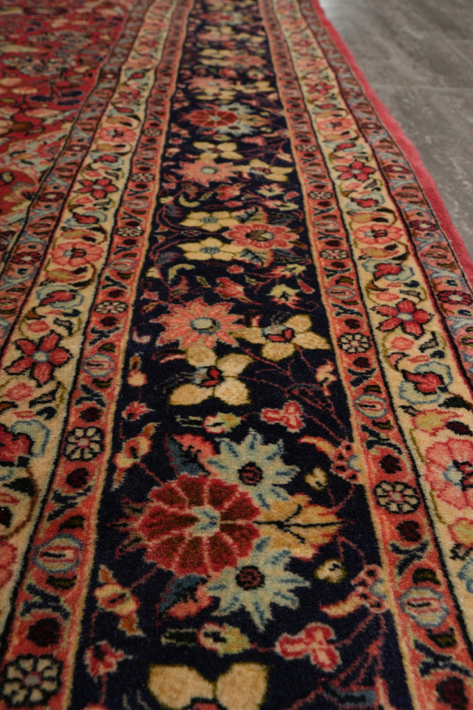 7 x 9.4 Soft Tomato Red Persian Qom Sarouk Rug 72756