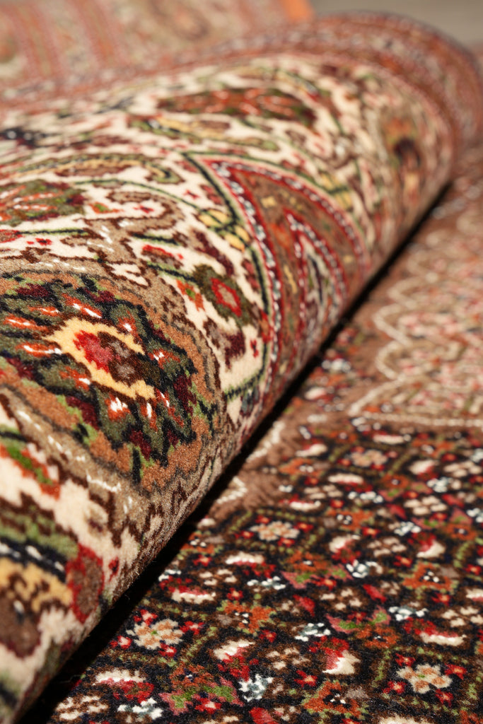 6.7 x 10 Black Authentic Persian Mahi Tabriz Handmade Wool and Silk Rug #F-4220