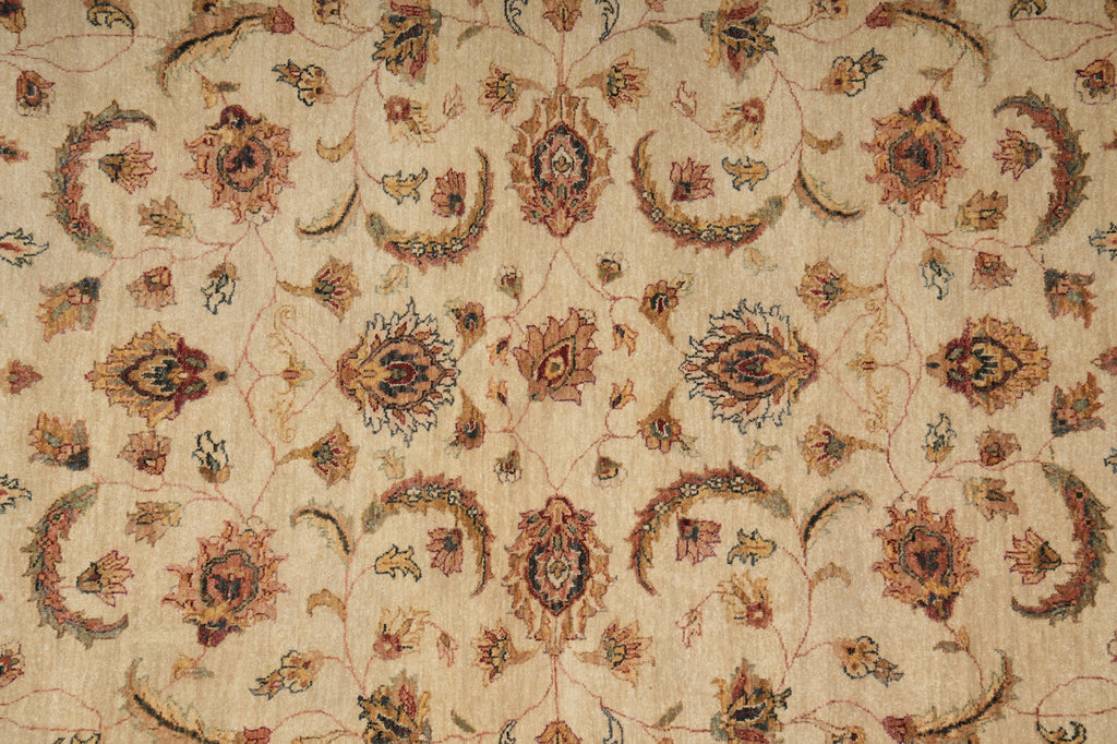 6.3 x 9.3 Hand-Knotted Agra Rug Beige Brown #B-73623