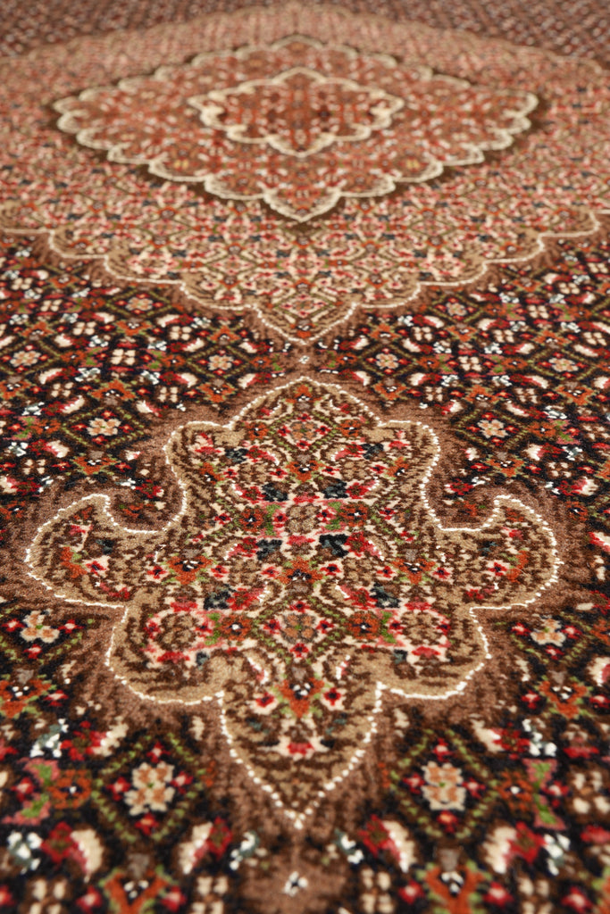 6.7 x 10 Black Authentic Persian Mahi Tabriz Handmade Wool and Silk Rug #F-4220