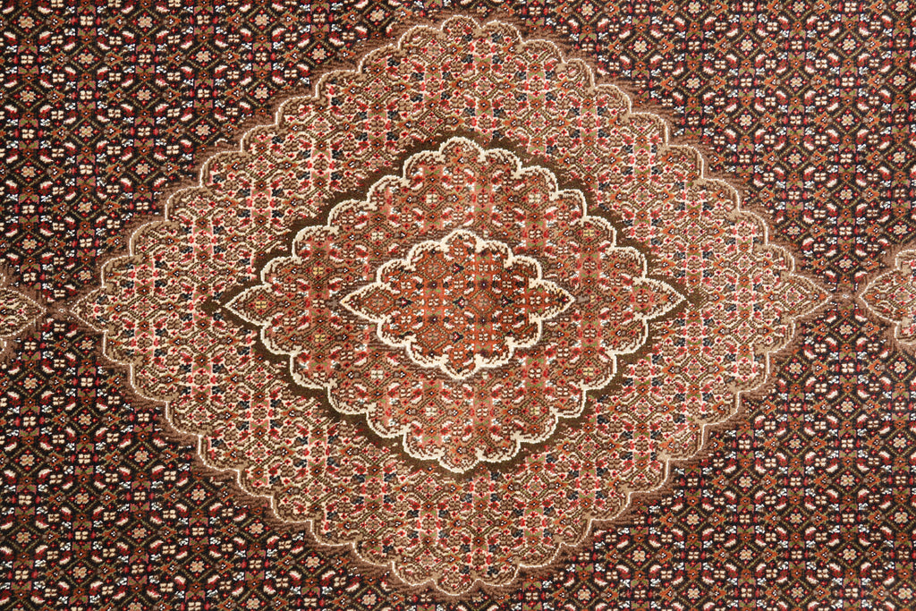6.7 x 10 Black Authentic Persian Mahi Tabriz Handmade Wool and Silk Rug #F-4220