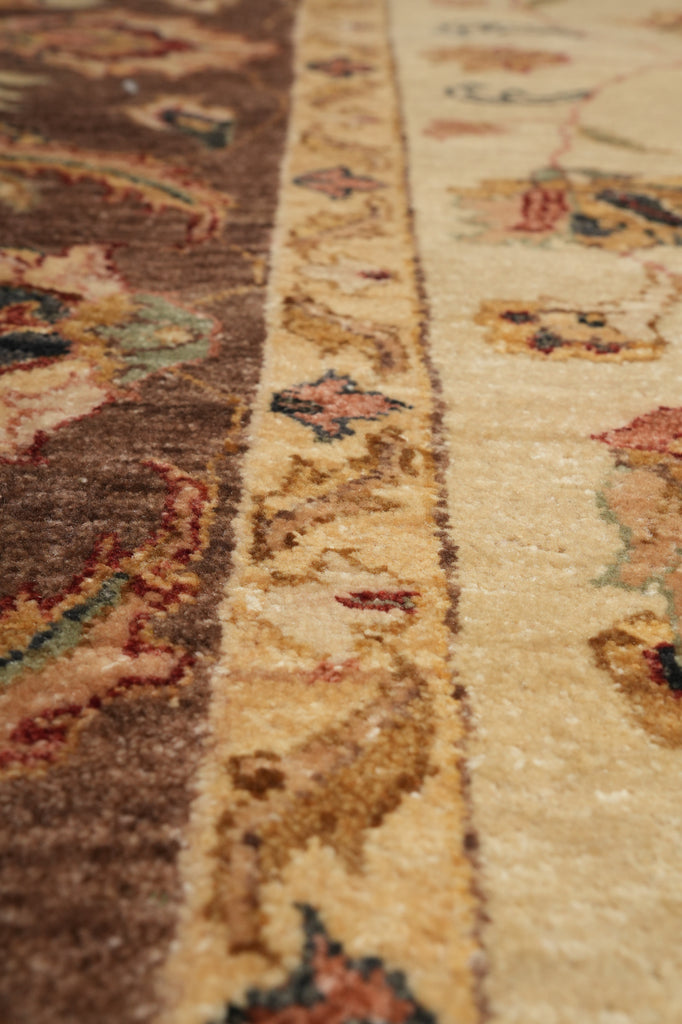 6.3 x 9.3 Hand-Knotted Agra Rug Beige Brown #B-73623