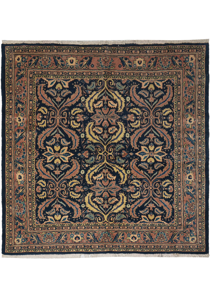6.7 x 6.9 Navy Blue Fine Persian Sarouk Rug 72346