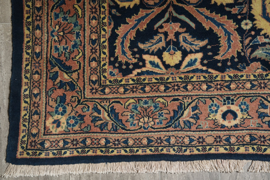 6.7 x 6.9 Navy Blue Fine Persian Sarouk Rug 72346