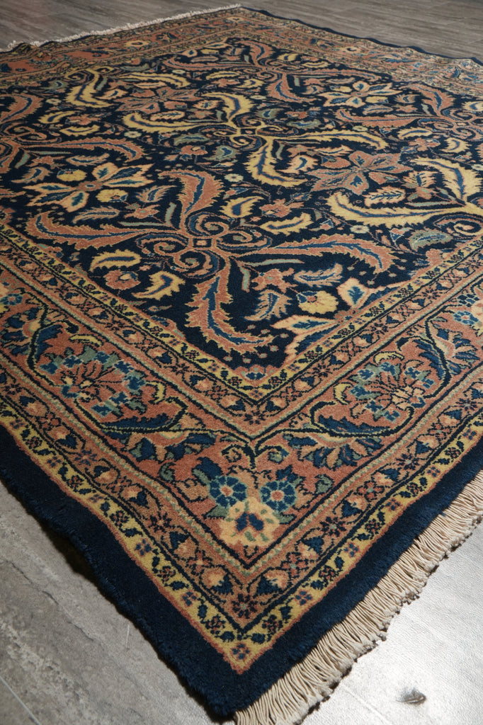 6.7 x 6.9 Navy Blue Fine Persian Sarouk Rug 72346
