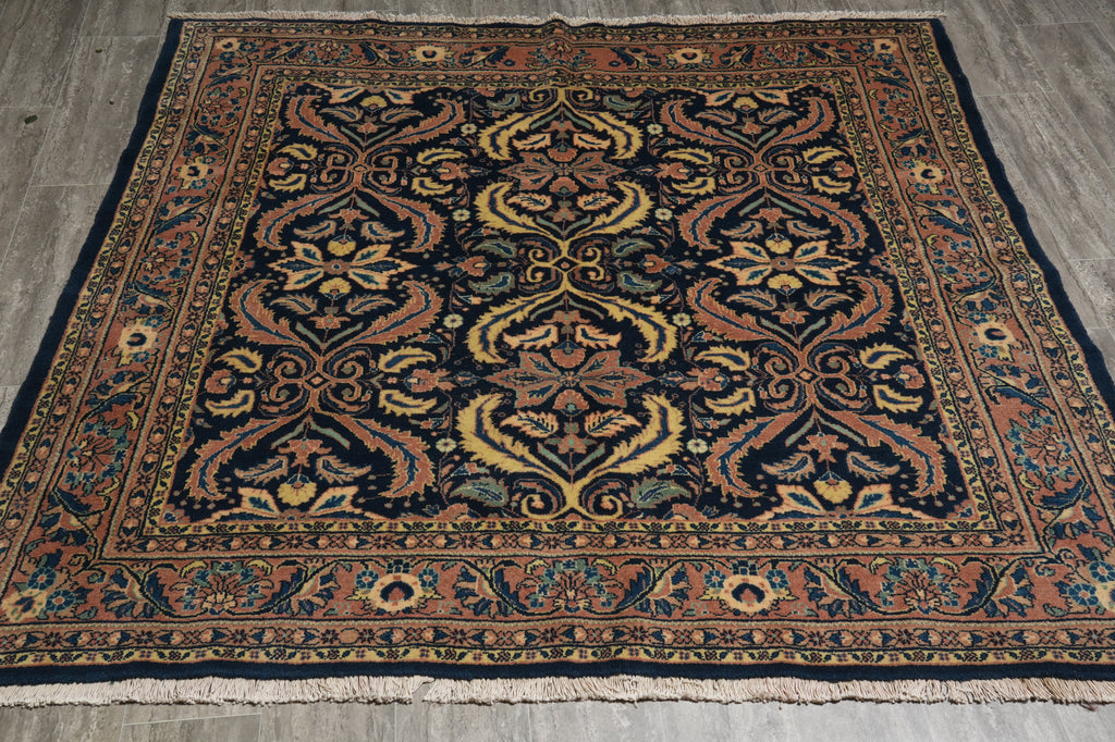 6.7 x 6.9 Navy Blue Fine Persian Sarouk Rug 72346