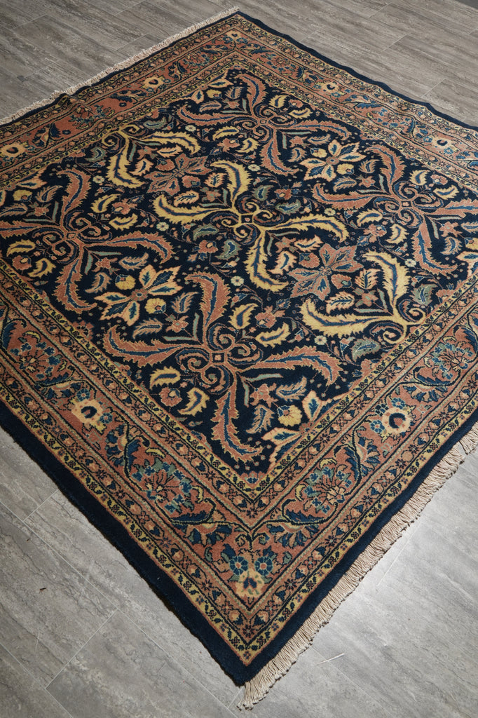 6.7 x 6.9 Navy Blue Fine Persian Sarouk Rug 72346