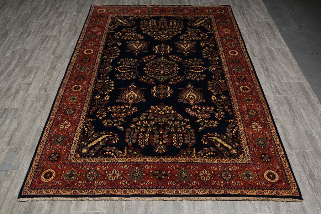 7 x 9 Traditional Sarouk Mohageran Quality Hand-Knotted Rug Lustrous Silky Wool #PIX-2871