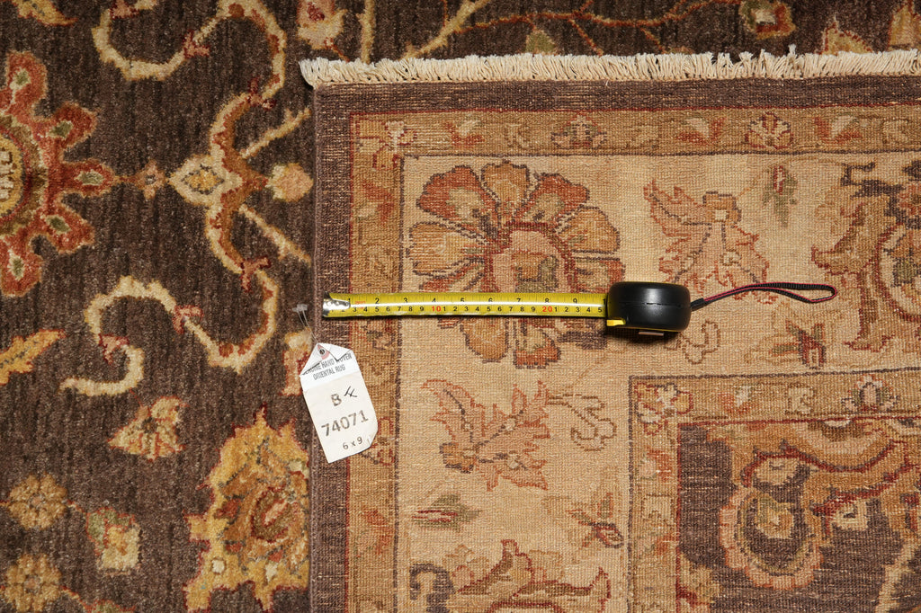 6 x 9 Brown Natural Wool Chobi Peshawar Ziglar Rug #B-74071