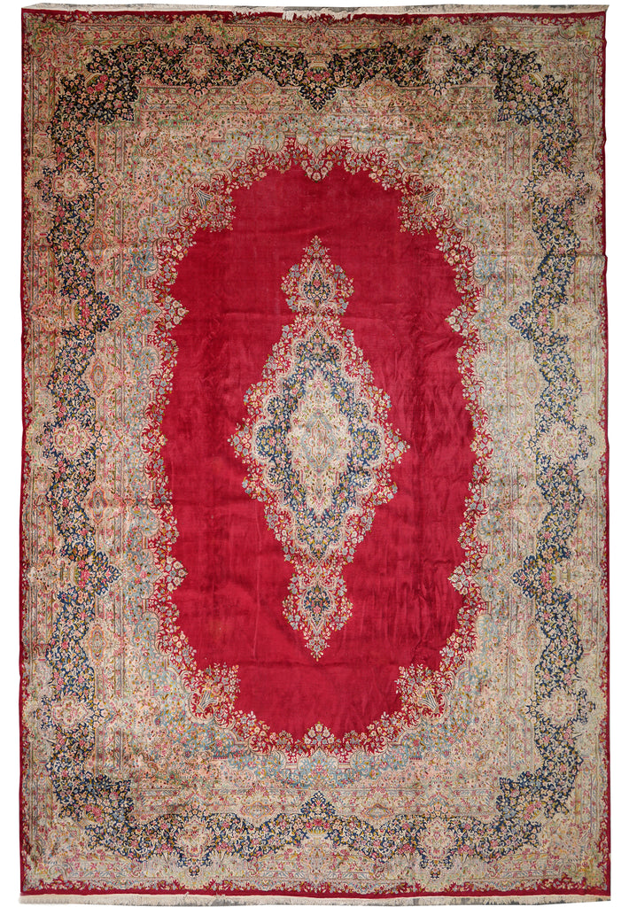 15.8 x 22 Large Mansion Size Authentic Persian Kerman Rug Open Field Iran