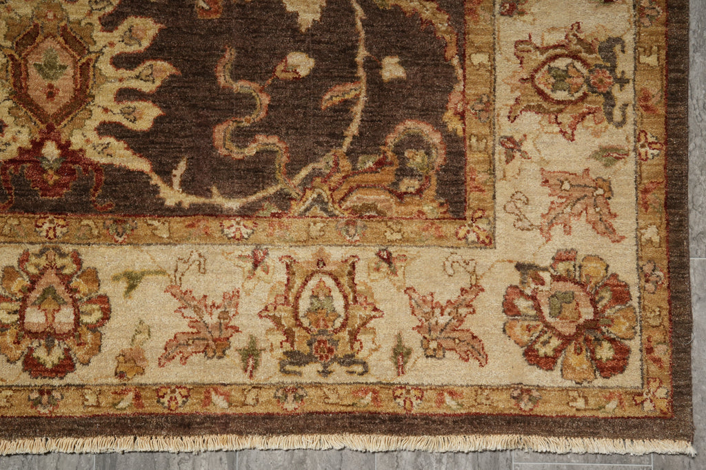 6 x 9 Brown Natural Wool Chobi Peshawar Ziglar Rug #B-74071