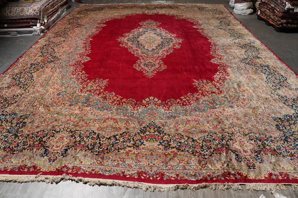 15.8 x 22 Large Mansion Size Authentic Persian Kerman Rug Open Field Iran #PIX-21435