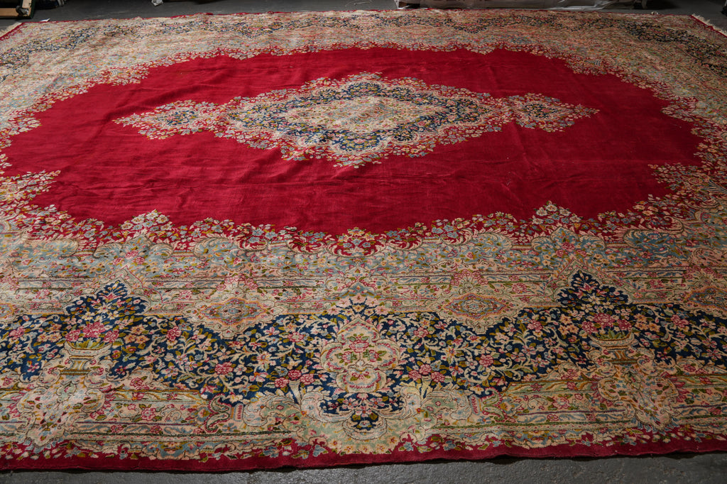 15.8 x 22 Large Mansion Size Authentic Persian Kerman Rug Open Field Iran