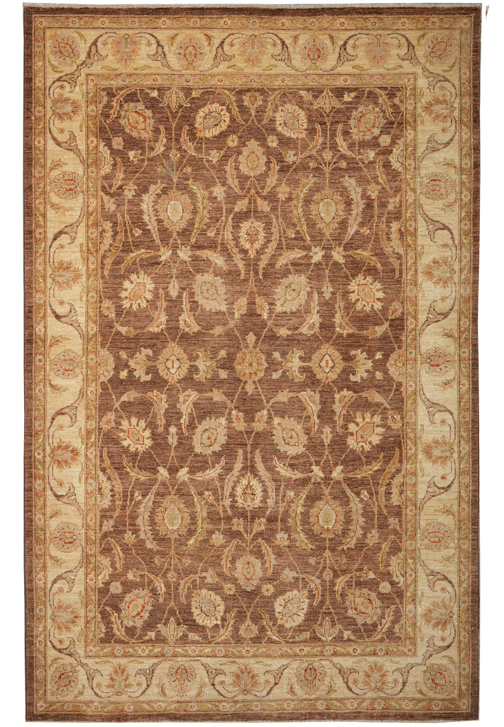 6 x 9 Organic Wool Chobi Peshawar Rug Warm Brown #PIX-20240