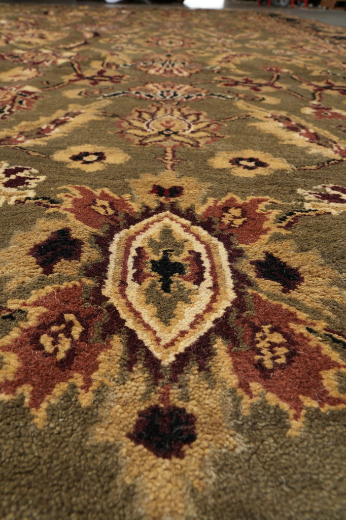 12 x 17.9 Green Handmade Rug Inventory Clearance SALE #B-72055
