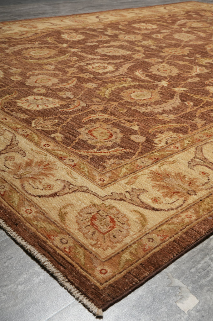 6 x 9 Organic Wool Chobi Peshawar Rug Warm Brown #PIX-20240
