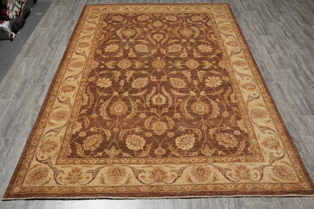 6 x 9 Organic Wool Chobi Peshawar Rug Warm Brown #PIX-20240