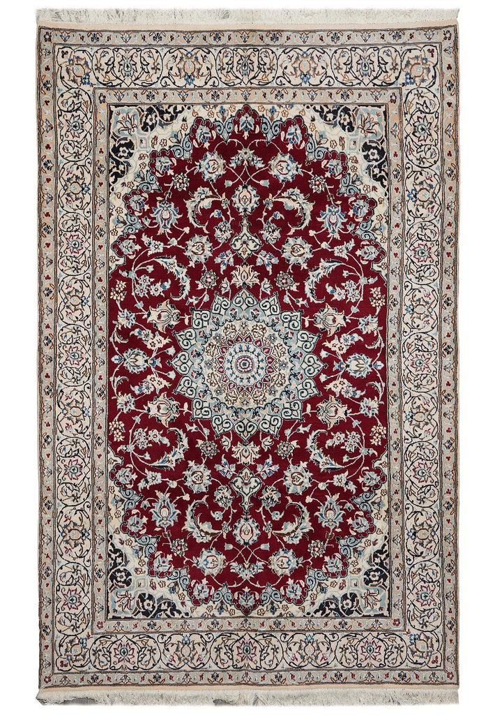 6.5 x 10 Wool and Silk Fine Weave Authentic Persian Nain Rug Iran #F-6953