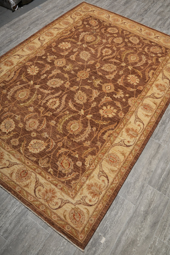 6 x 9 Organic Wool Chobi Peshawar Rug Warm Brown #PIX-20240