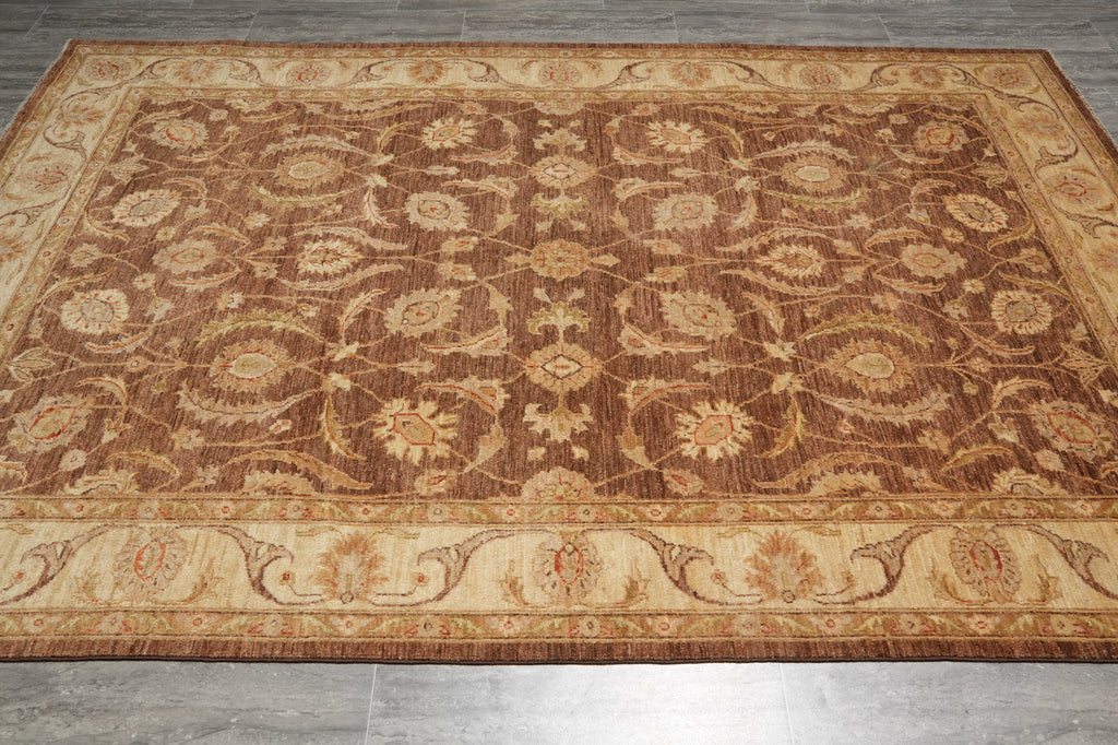 6 x 9 Organic Wool Chobi Peshawar Rug Warm Brown #PIX-20240