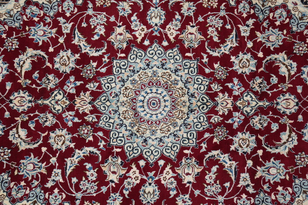 6.5 x 10 Wool and Silk Fine Weave Authentic Persian Nain Rug Iran #F-6953