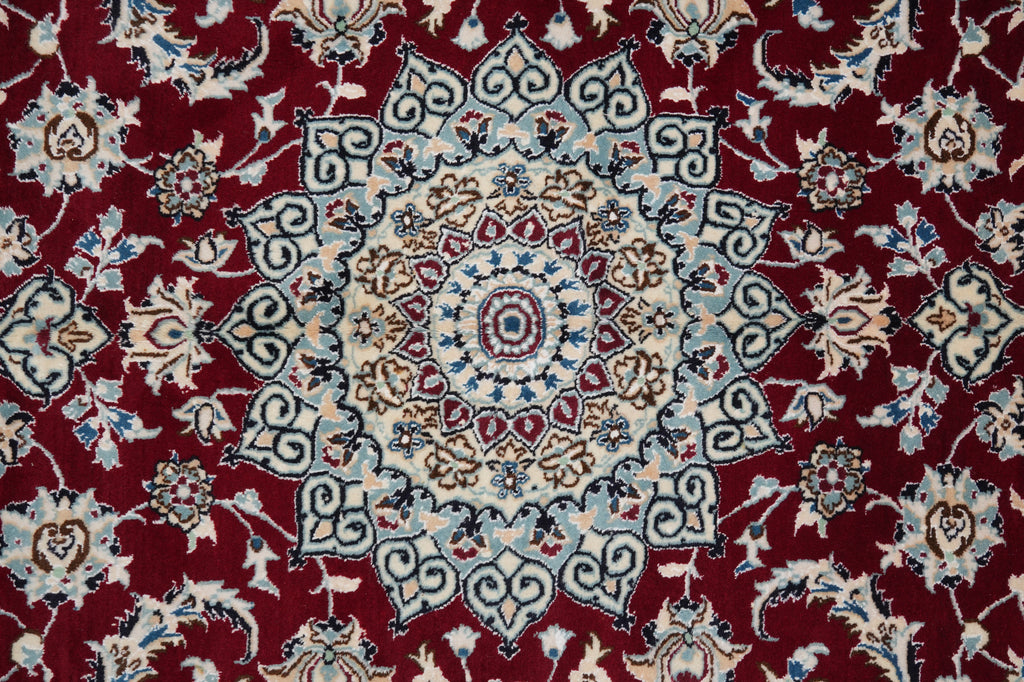 6.5 x 10 Wool and Silk Fine Weave Authentic Persian Nain Rug Iran #F-6953