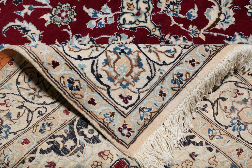 6.5 x 10 Wool and Silk Fine Weave Authentic Persian Nain Rug Iran #F-6953