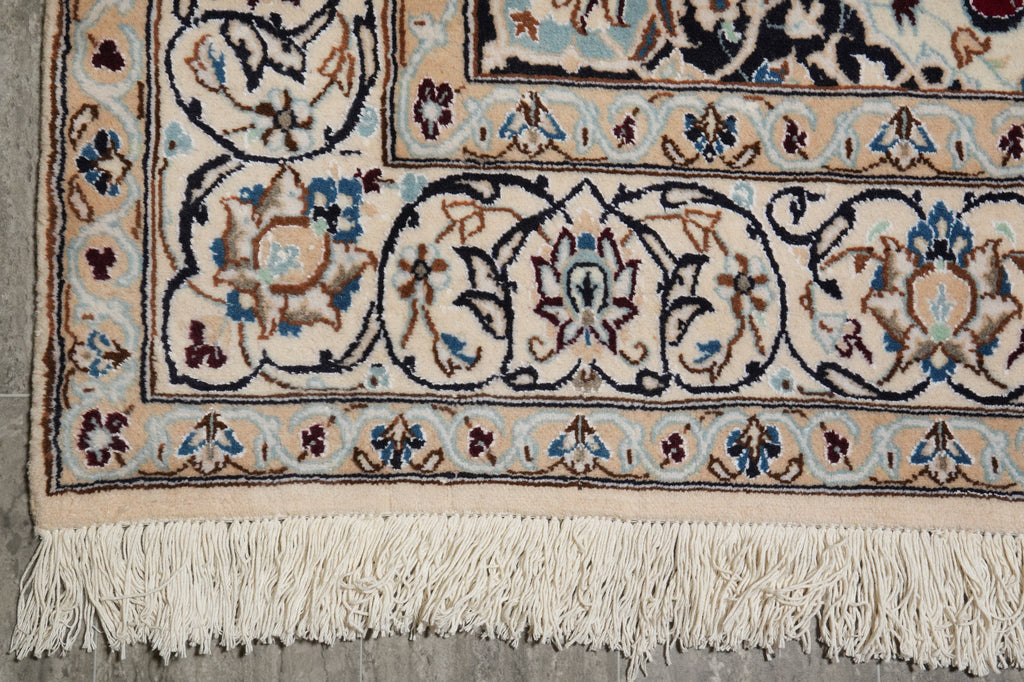 6.5 x 10 Wool and Silk Fine Weave Authentic Persian Nain Rug Iran #F-6953