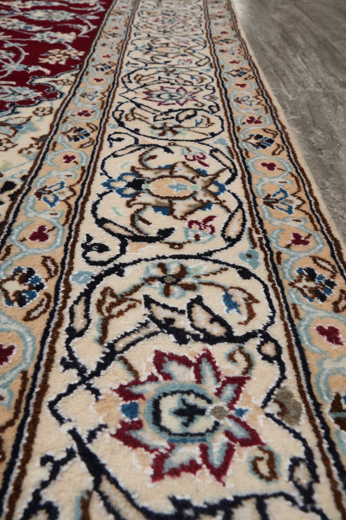 6.5 x 10 Wool and Silk Fine Weave Authentic Persian Nain Rug Iran #F-6953