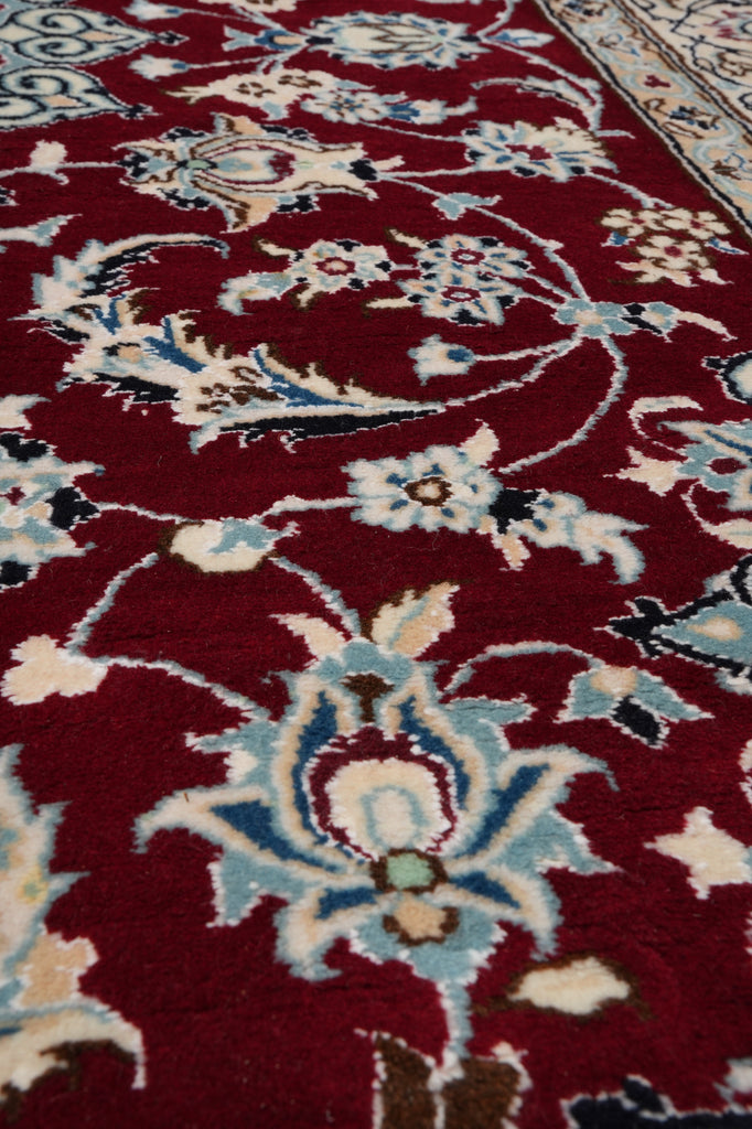 6.5 x 10 Wool and Silk Fine Weave Authentic Persian Nain Rug Iran #F-6953