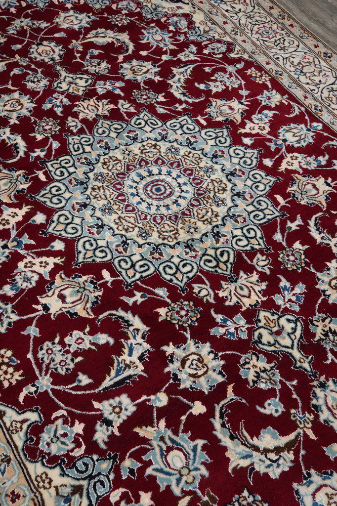 6.5 x 10 Wool and Silk Fine Weave Authentic Persian Nain Rug Iran #F-6953