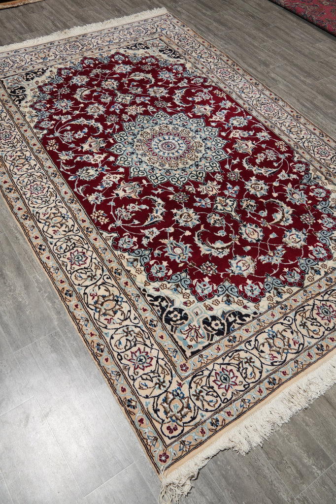 6.5 x 10 Wool and Silk Fine Weave Authentic Persian Nain Rug Iran #F-6953