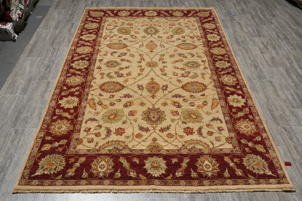 5.8 x 9 Beautiful Quality Hand-Knotted Chobi Peshawar Zigler Rug #B-73638