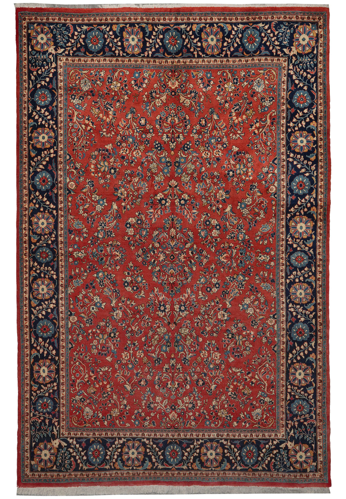 7.3 x 11 Coral Persian Sarouk Rug 72755