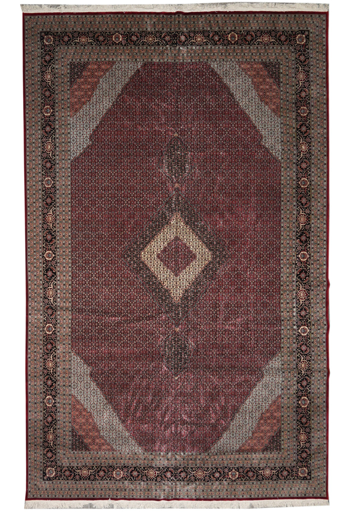 12 x 18.6 Fine Quality Wool and Silk Mahi Tabriz Rug