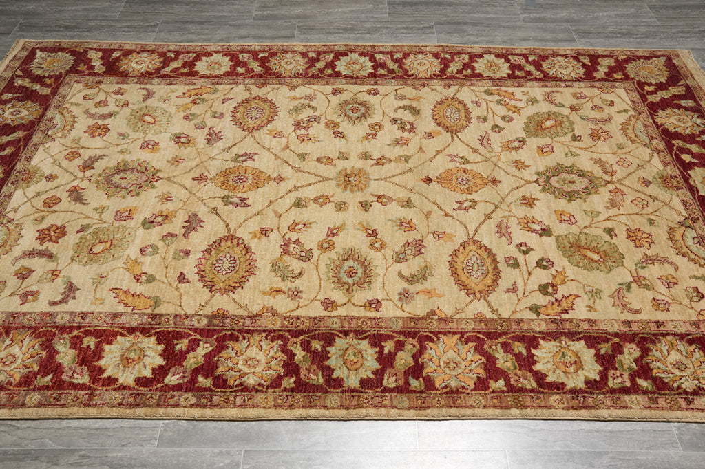 5.8 x 9 Beautiful Quality Hand-Knotted Chobi Peshawar Zigler Rug #B-73638