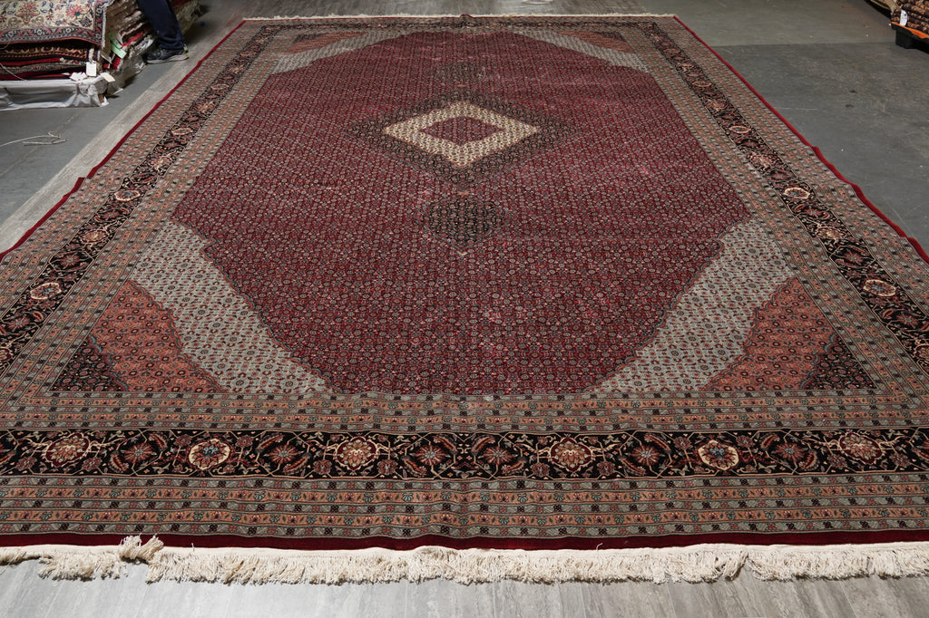 12 x 18.6 Fine Quality Wool and Silk Mahi Tabriz Rug #PIX-5763