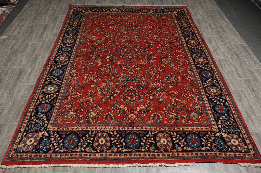 7.3 x 11 Coral Persian Sarouk Rug 72755