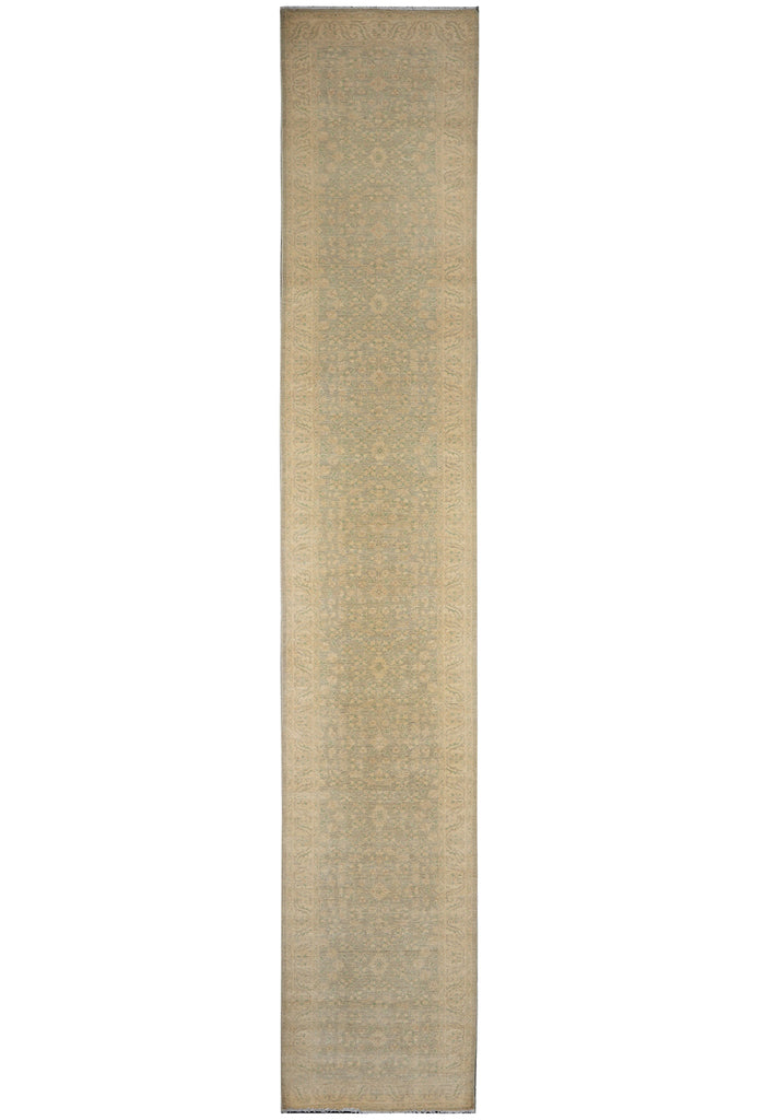 2.7 x 17.8 Feet Long Runner Natural Wool Pale Pastels Neutrals