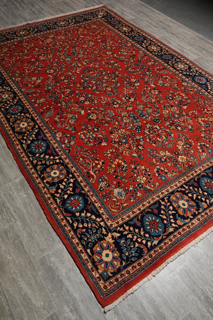 7.3 x 11 Coral Persian Sarouk Rug 72755