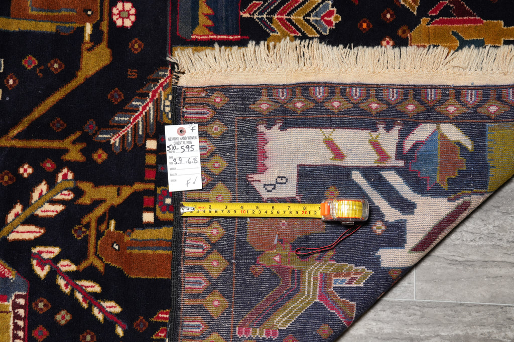 3.9 x 6.8 Pictorial Animals Tribal Afghan Rug #S10-595